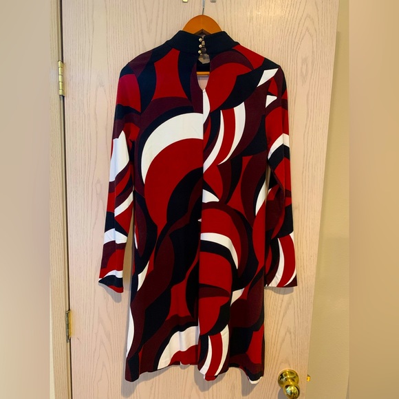 INC Long Sleeve High Collar Abstract Print Dress - Picture 3 of 7